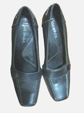 GEORGE WOMENS BROWN LEATHER SLIP-ON PUMPS SIZE 7